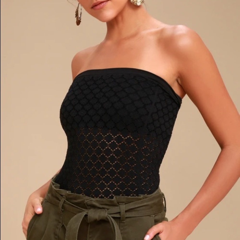 Free People Honey Textured Tube Top in Black